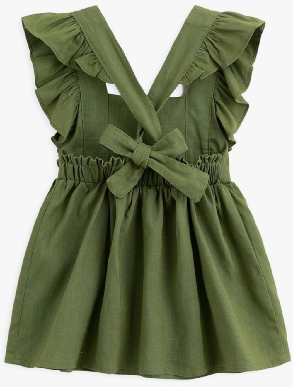 Olive Green Ruffled Sundress for Toddler - Picture 3 of 3